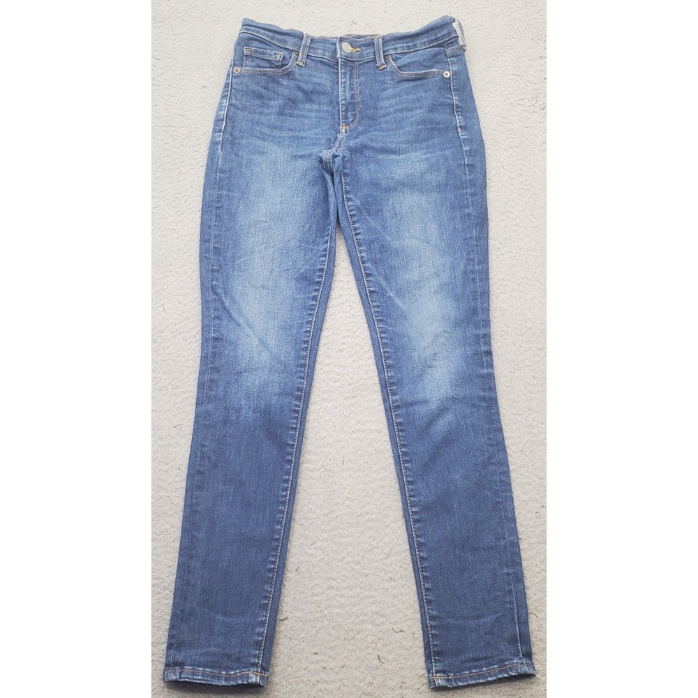 Gap Skinny Jeans Womens 26 Blue Denim Stretch Boho Faded Whiskered Medium Wash